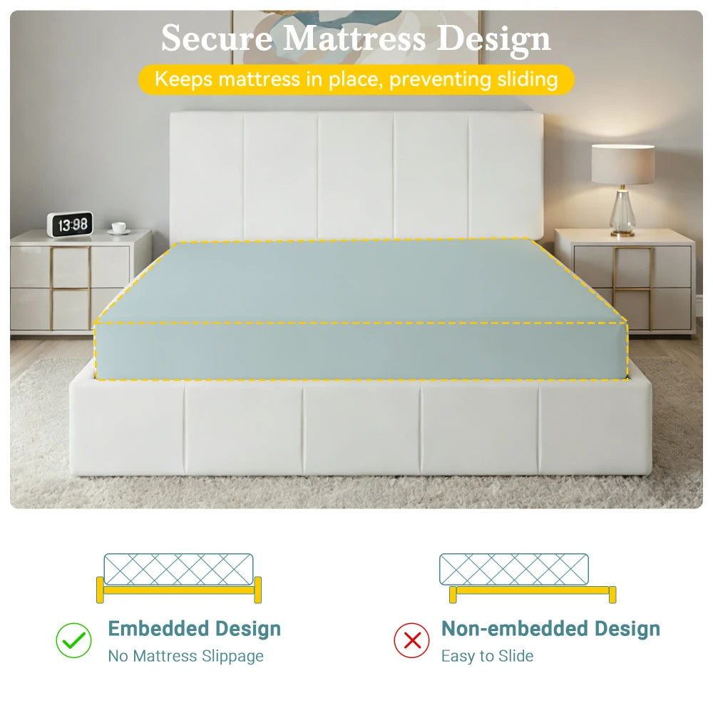 HOOMIC Velvet Platform Bed Frame